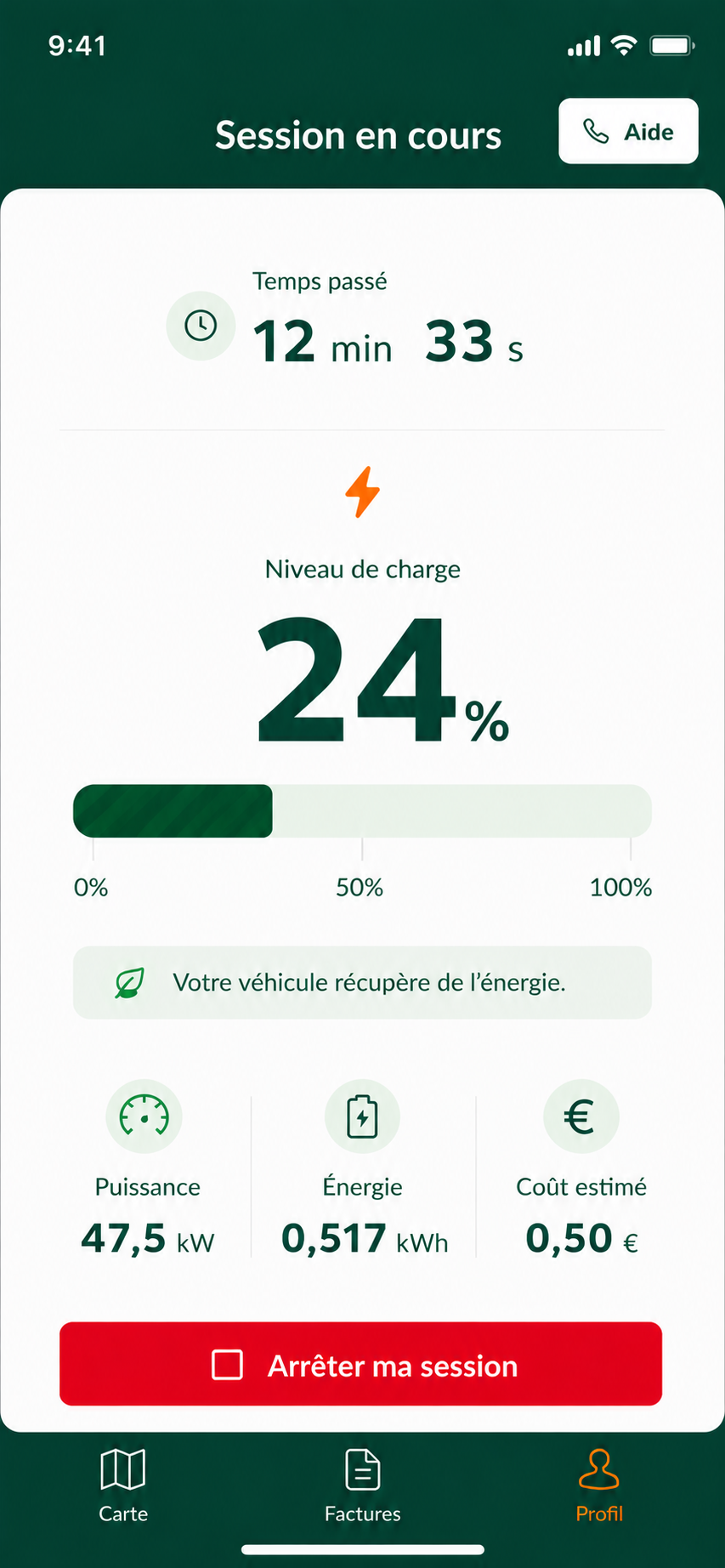 Recharge en cours